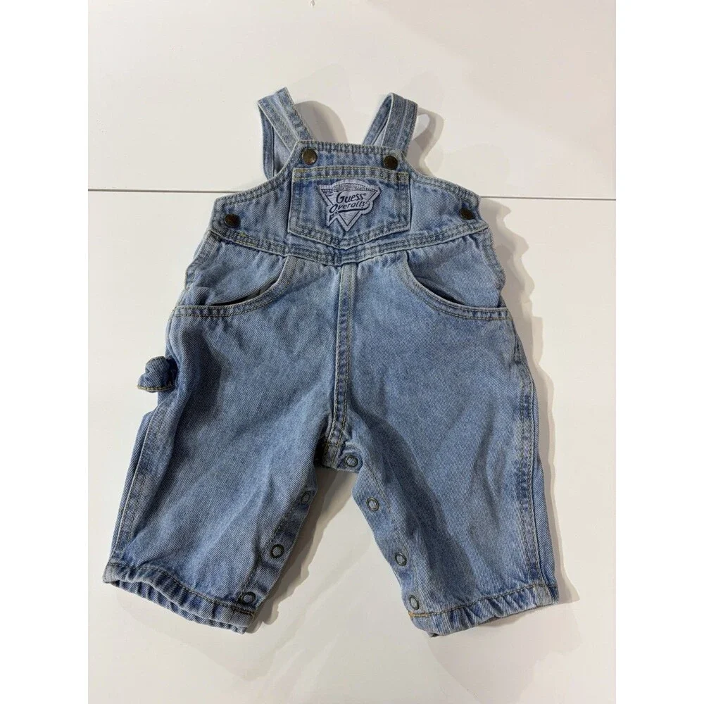 90’s Vintage Blue Denim Guess Overalls Made In USA Size 3m